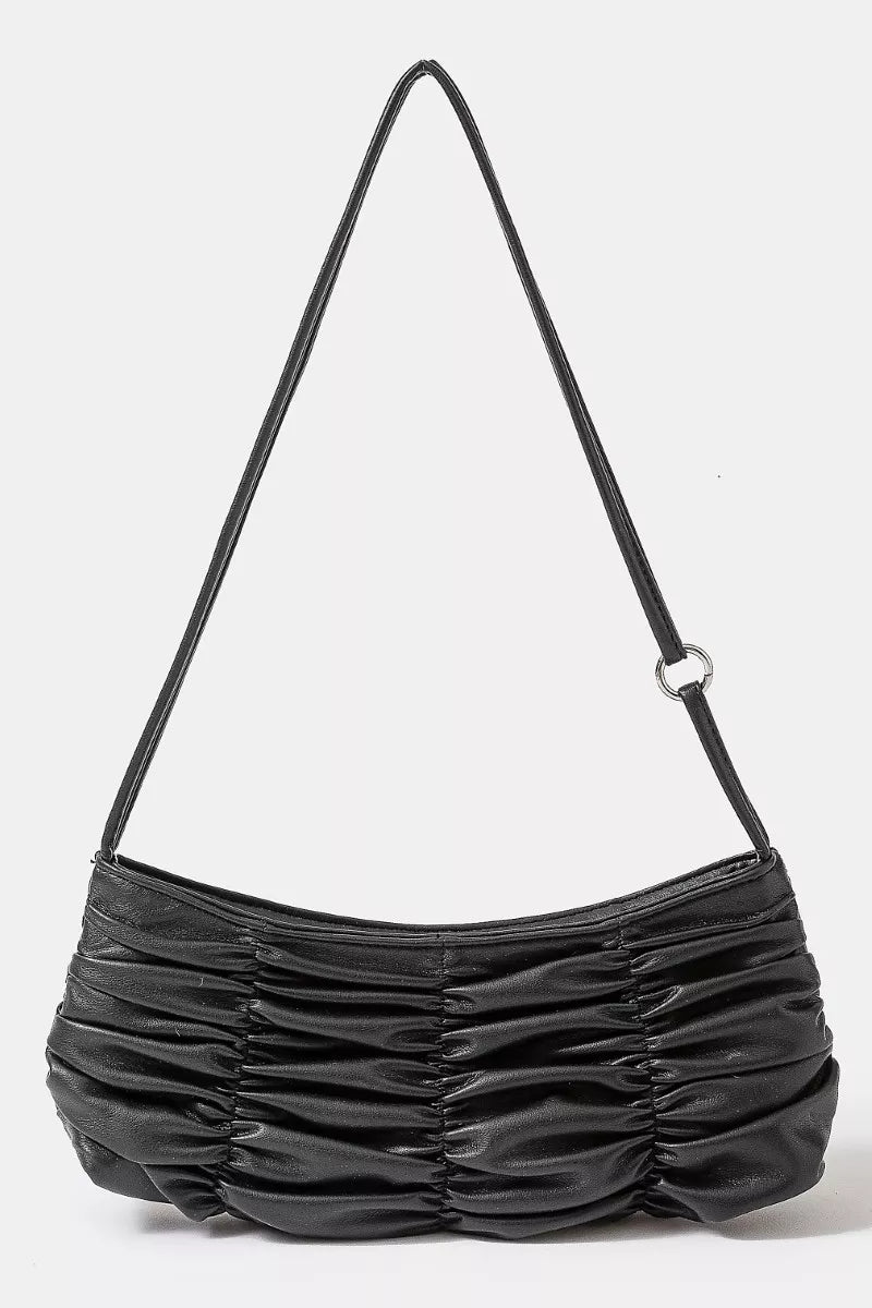 Fame Segmented Pleated Faux Leather Hand Bag - Bitsy Gypsy Boutique