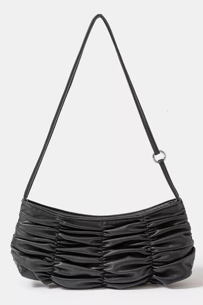 Fame Segmented Pleated Faux Leather Hand Bag - Bitsy Gypsy Boutique