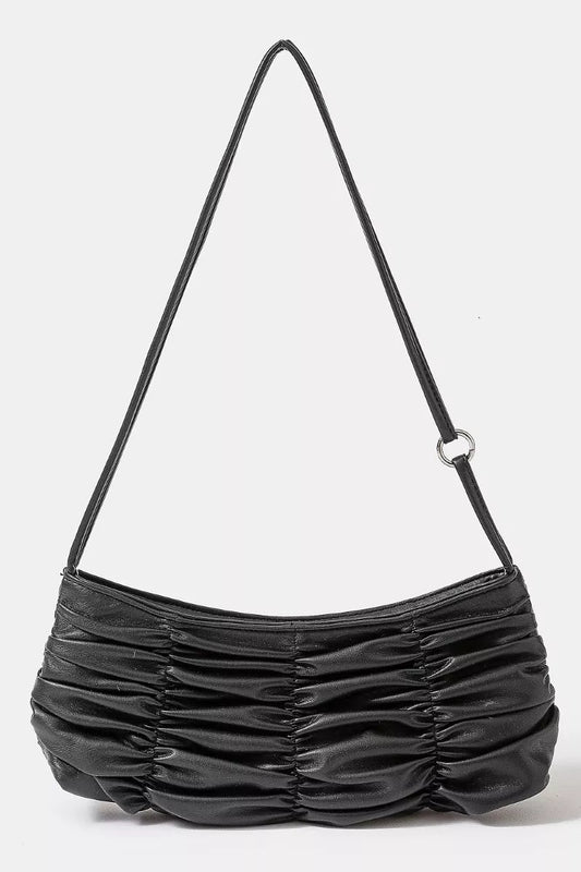 Fame Segmented Pleated Faux Leather Hand Bag - Bitsy Gypsy Boutique