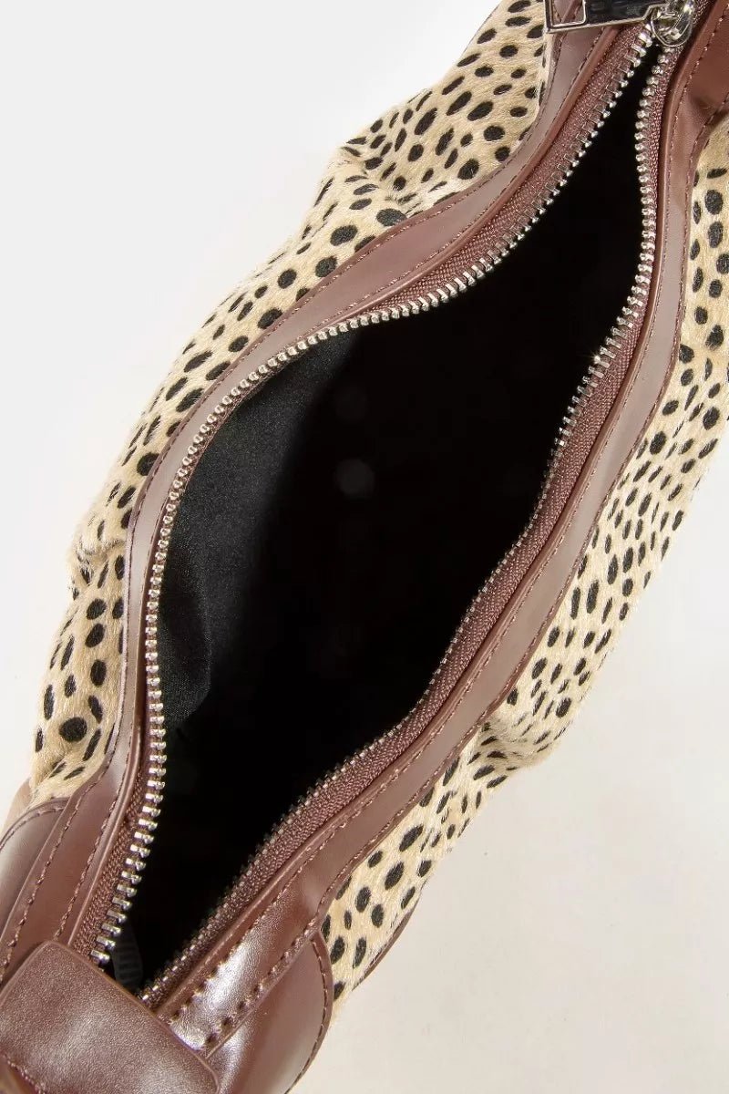 Fame Spotted Leopard Print Half Moon Shoulder Bag - Bitsy Gypsy Boutique
