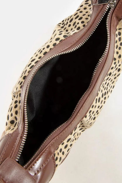 Fame Spotted Leopard Print Half Moon Shoulder Bag - Bitsy Gypsy Boutique