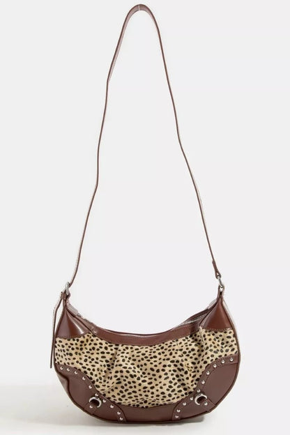Fame Spotted Leopard Print Half Moon Shoulder Bag - Bitsy Gypsy Boutique