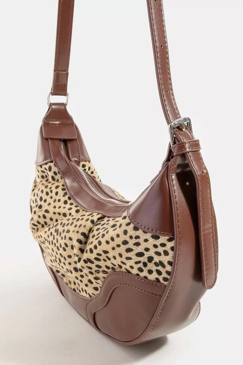 Fame Spotted Leopard Print Half Moon Shoulder Bag - Bitsy Gypsy Boutique