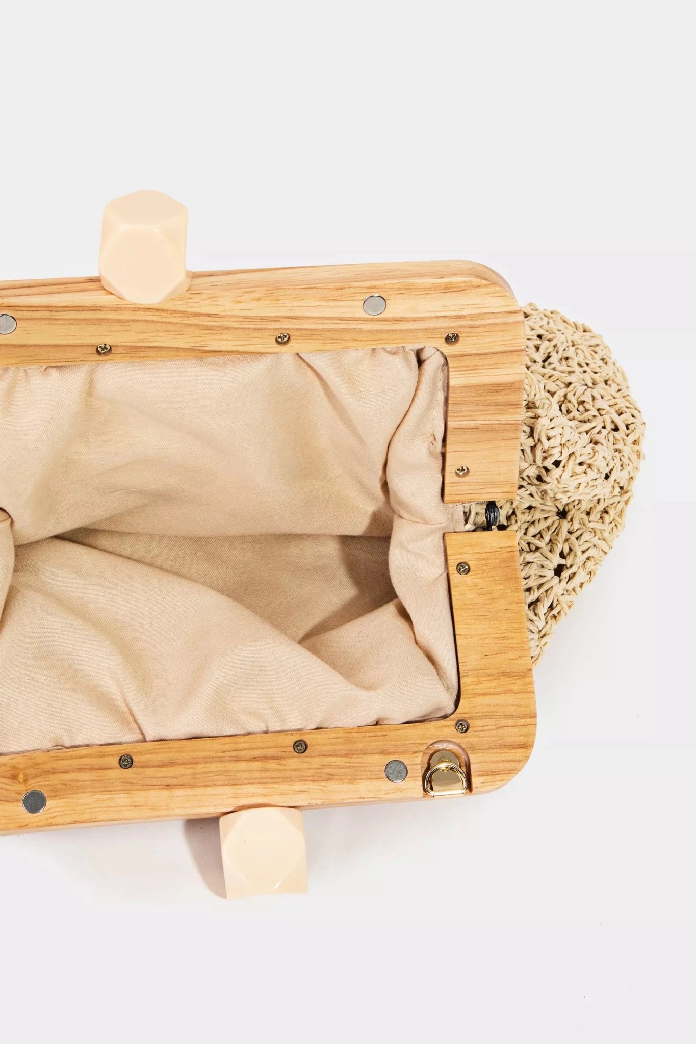 Fame Straw Braided Wooden Frame Cluch Bag - Bitsy Gypsy Boutique
