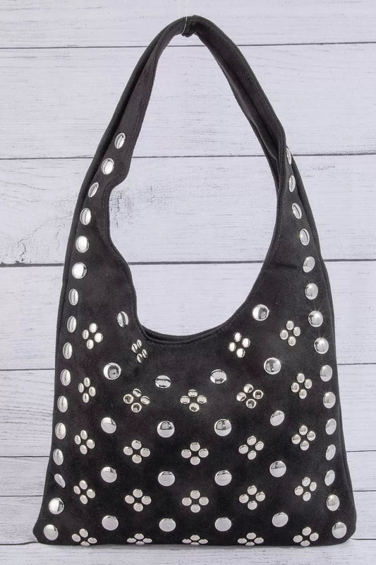 Fame Studded Rivets Hobo Shoulder Bag - Bitsy Gypsy Boutique