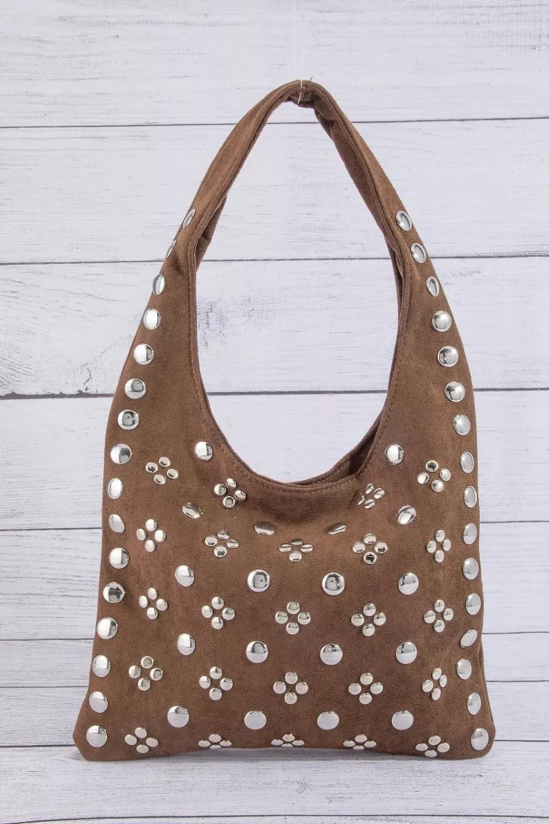 Fame Studded Rivets Hobo Shoulder Bag - Bitsy Gypsy Boutique