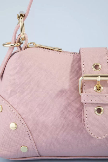 Fame Studded Saffiano Buckle Strap Shoulder Bag - Bitsy Gypsy Boutique