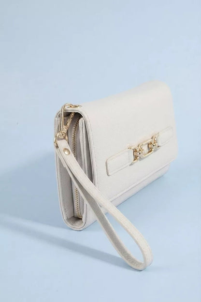 Fame Vegan Leather Chain Buckle Wristlet Wallet - Bitsy Gypsy Boutique