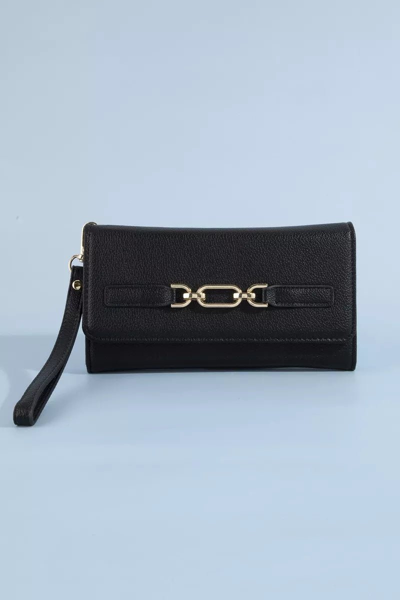 Fame Vegan Leather Chain Buckle Wristlet Wallet - Bitsy Gypsy Boutique