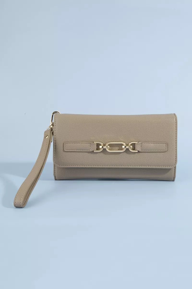 Fame Vegan Leather Chain Buckle Wristlet Wallet - Bitsy Gypsy Boutique