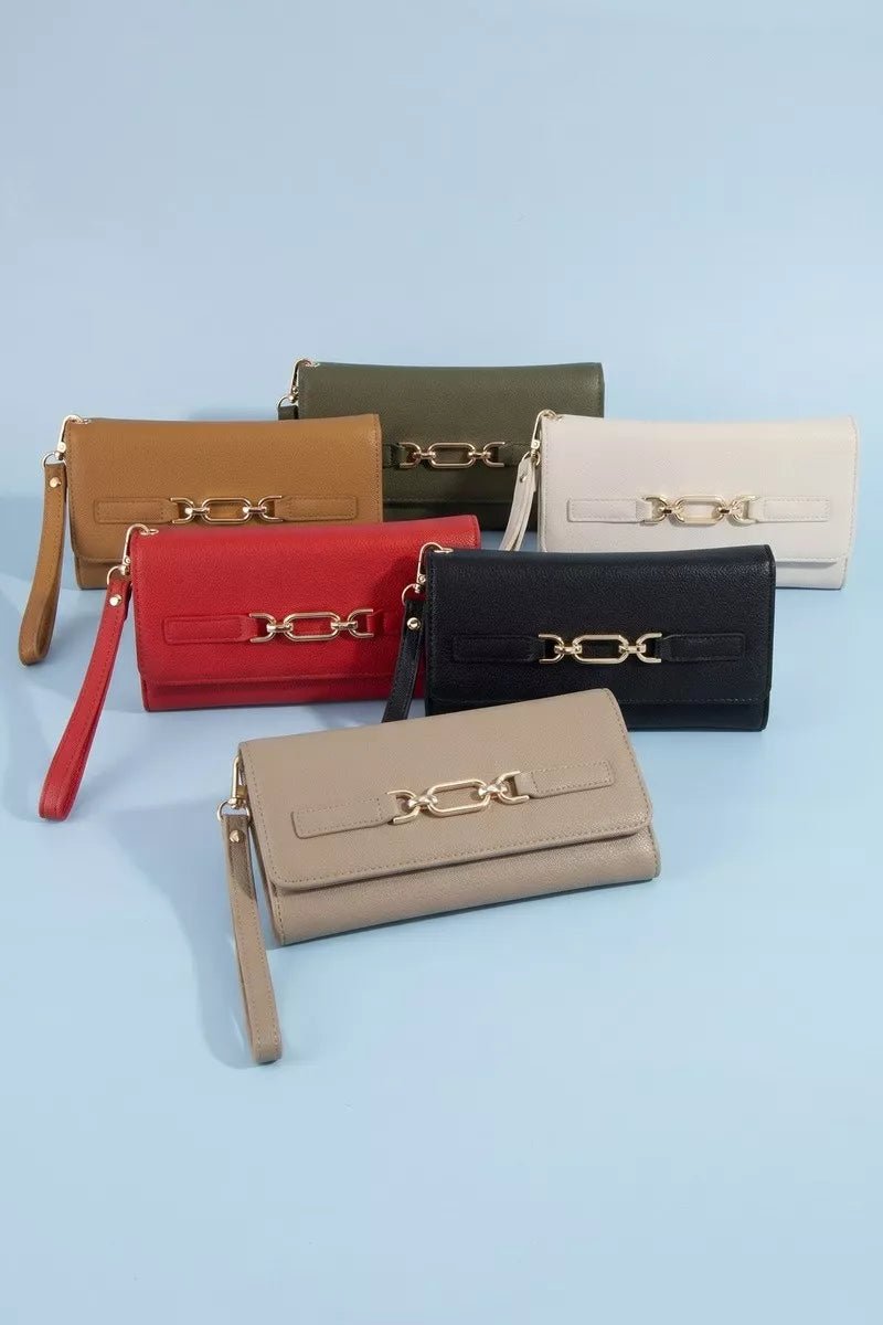Fame Vegan Leather Chain Buckle Wristlet Wallet - Bitsy Gypsy Boutique
