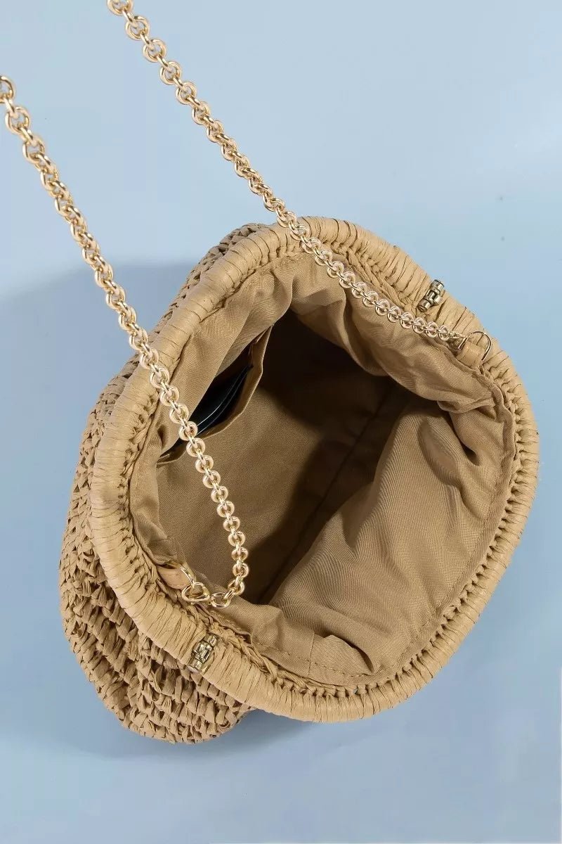 Fame Woven Raffia Frame Shoulder Bag - Bitsy Gypsy Boutique