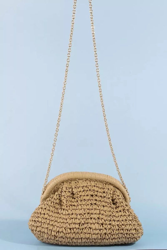 Fame Woven Raffia Frame Shoulder Bag - Bitsy Gypsy Boutique