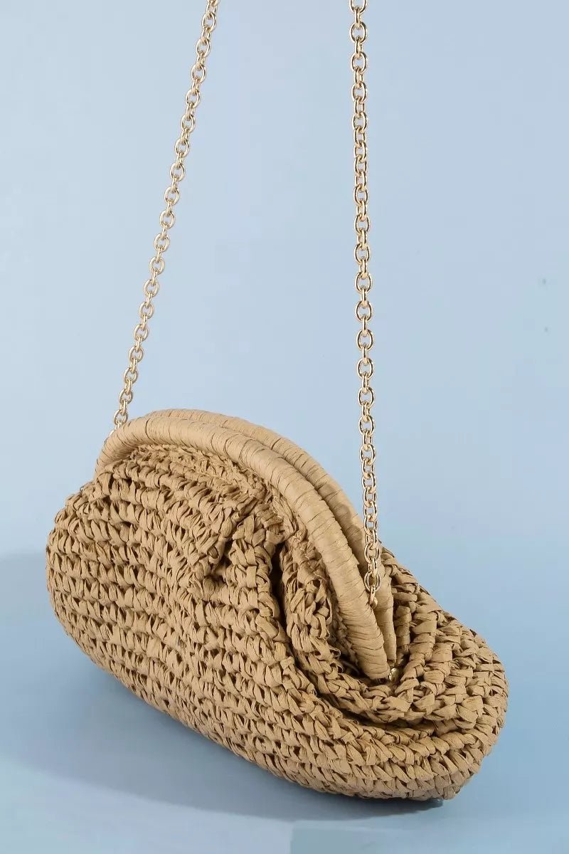 Fame Woven Raffia Frame Shoulder Bag - Bitsy Gypsy Boutique