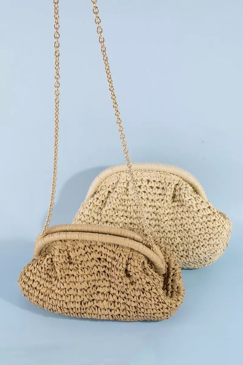 Fame Woven Raffia Frame Shoulder Bag - Bitsy Gypsy Boutique