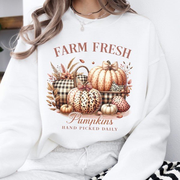 Farm fresh pumpkins women's fall sweatshirt - Bitsy Gypsy Boutique