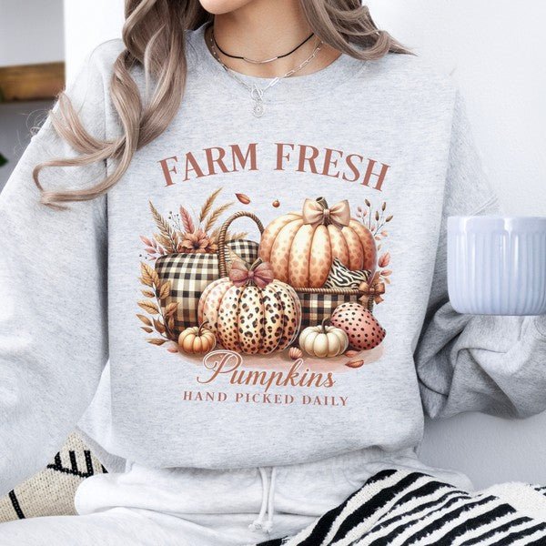 Farm fresh pumpkins women's fall sweatshirt - Bitsy Gypsy Boutique