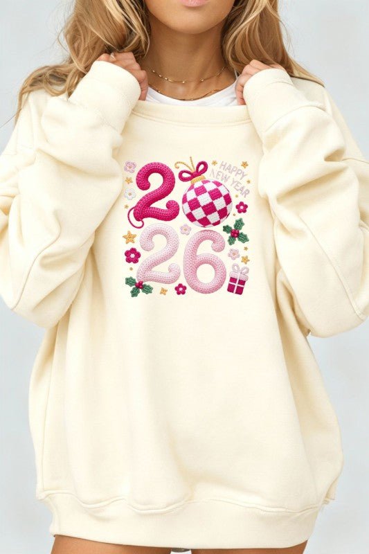 Faux Crochet 2026 Graphic Sweatshirt - Bitsy Gypsy Boutique