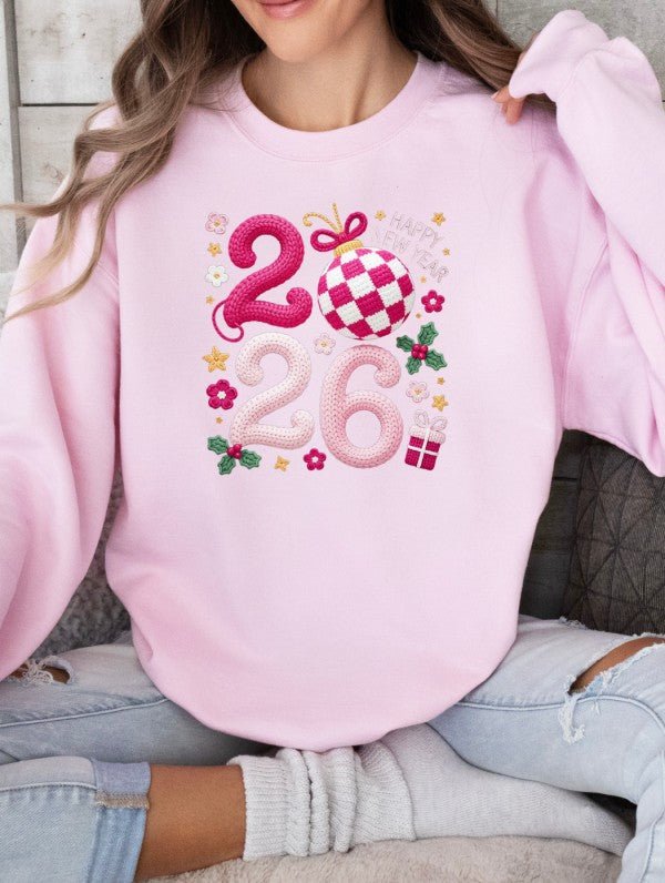 Faux Crochet 2026 Graphic Sweatshirt - Bitsy Gypsy Boutique
