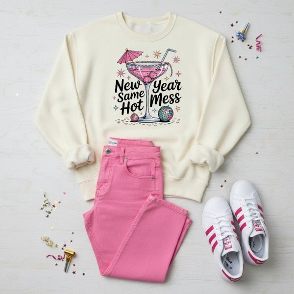 Faux Crochet 2026 Graphic Sweatshirt - Bitsy Gypsy Boutique