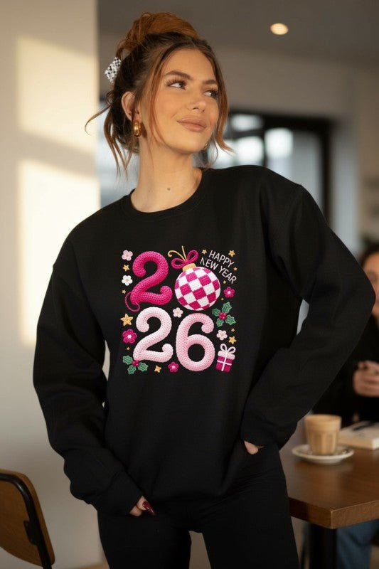 Faux Crochet 2026 Graphic Sweatshirt - Bitsy Gypsy Boutique