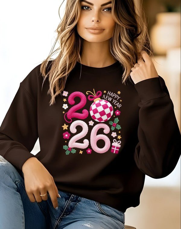 Faux Crochet 2026 Graphic Sweatshirt - Bitsy Gypsy Boutique