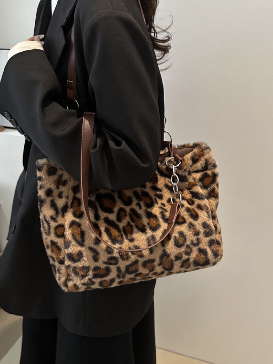 Faux Fur Leopard Shoulder Bag - Bitsy Gypsy Boutique