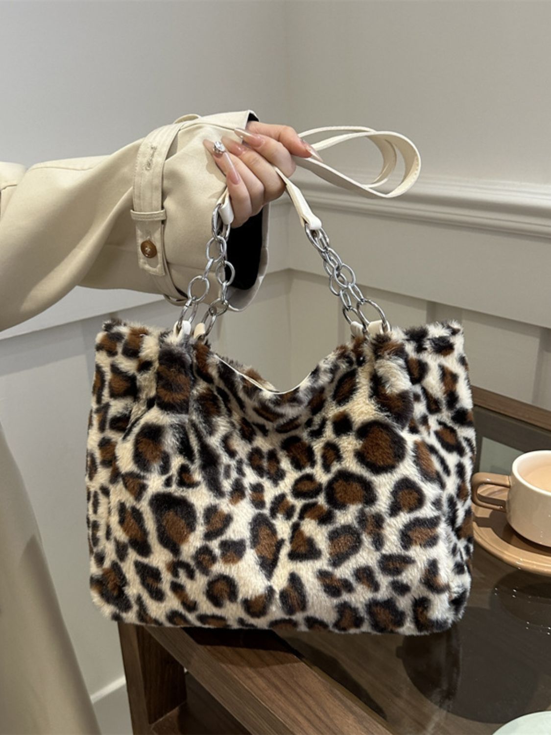 Faux Fur Leopard Shoulder Bag - Bitsy Gypsy Boutique