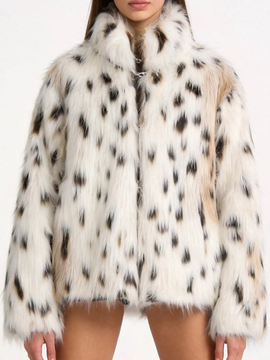 Faux Fur Leopard Turtleneck Outerwear - Bitsy Gypsy Boutique