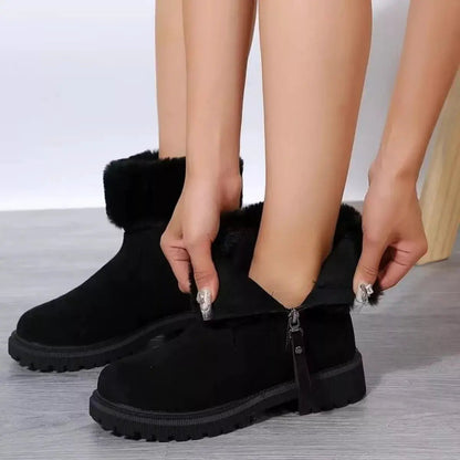 Faux Fur Lined Side-Zip Chunky Platform Ankle Boots - Bitsy Gypsy Boutique