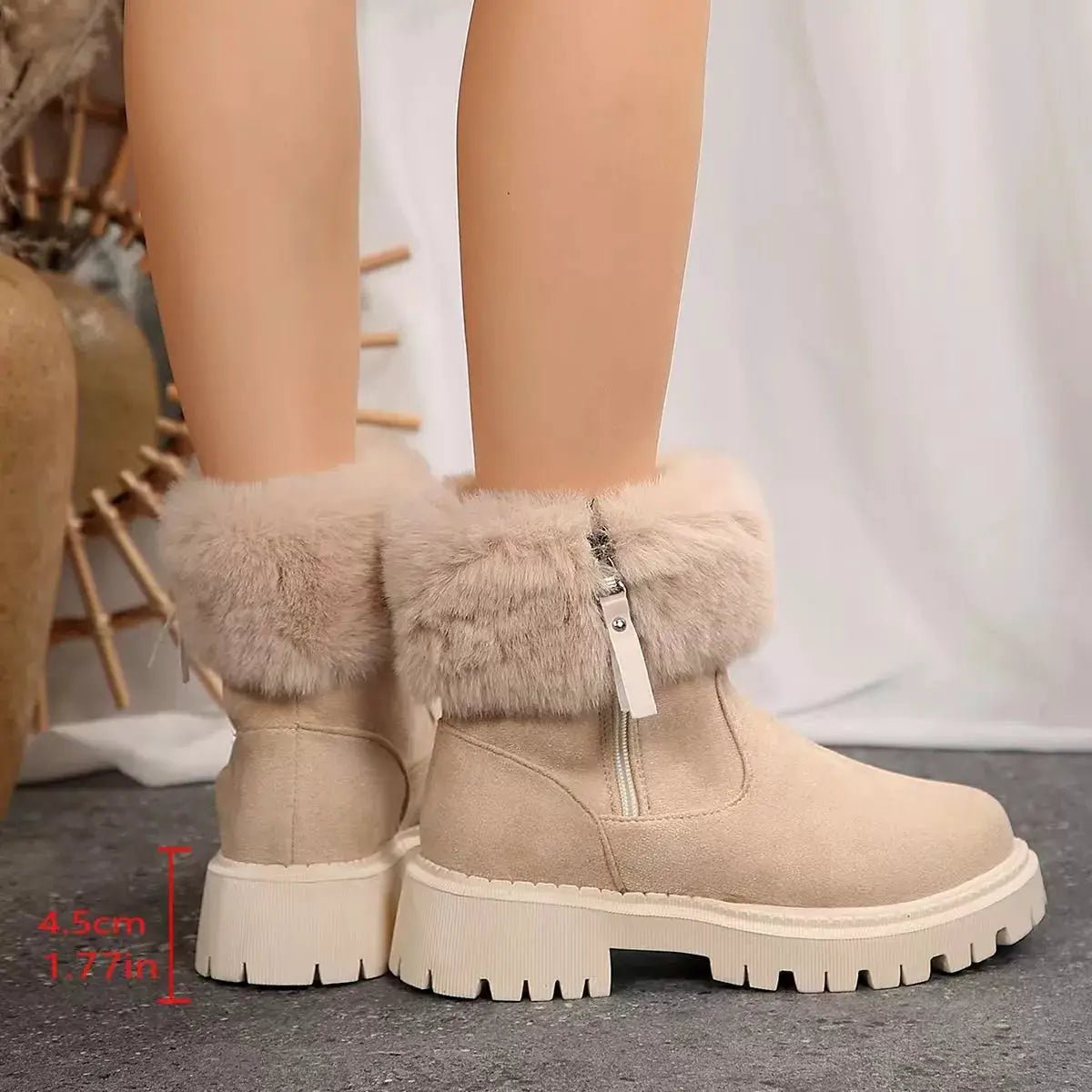 Faux Fur Lined Side-Zip Chunky Platform Ankle Boots - Bitsy Gypsy Boutique