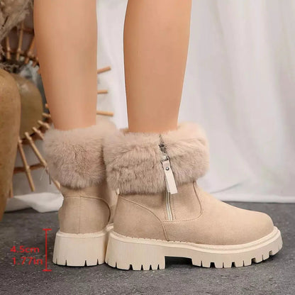 Faux Fur Lined Side-Zip Chunky Platform Ankle Boots - Bitsy Gypsy Boutique