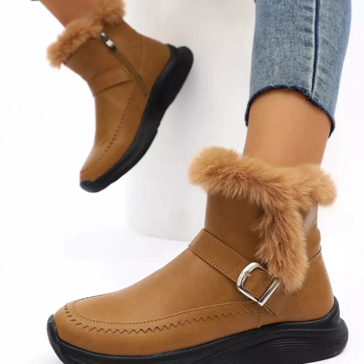 Faux Fur Lined Winter Ankle Boots - Bitsy Gypsy Boutique