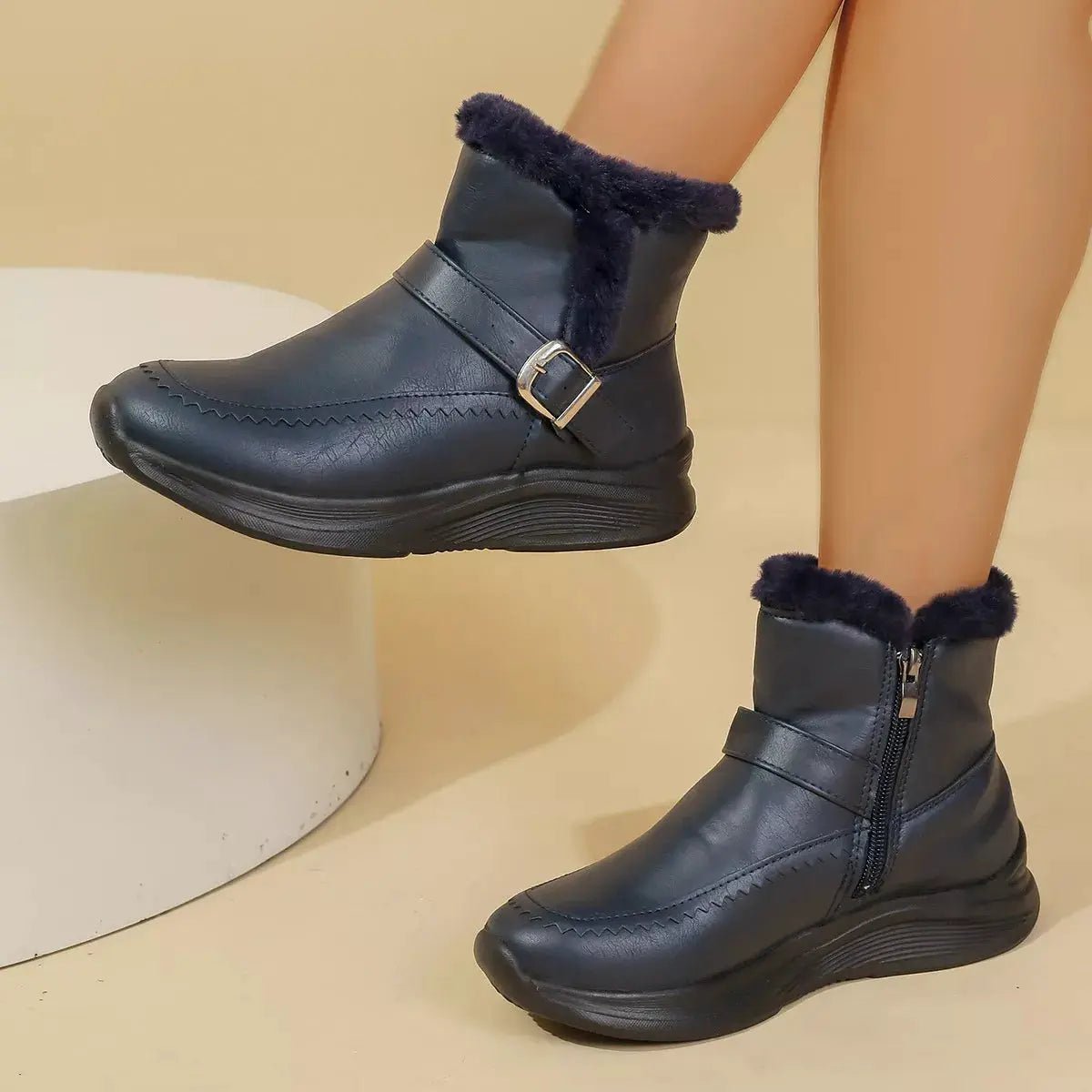Faux Fur Lined Winter Ankle Boots - Bitsy Gypsy Boutique