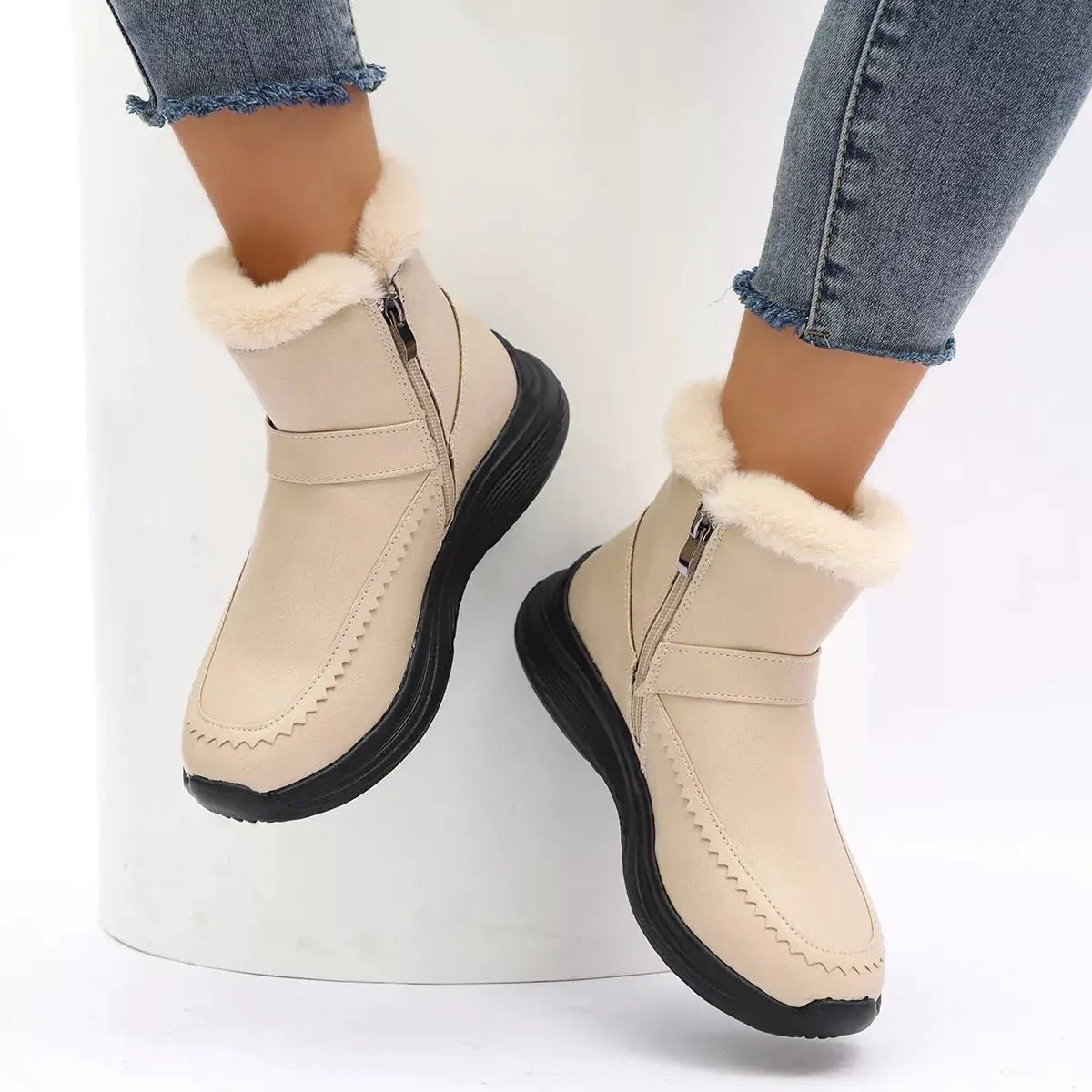 Faux Fur Lined Winter Ankle Boots - Bitsy Gypsy Boutique