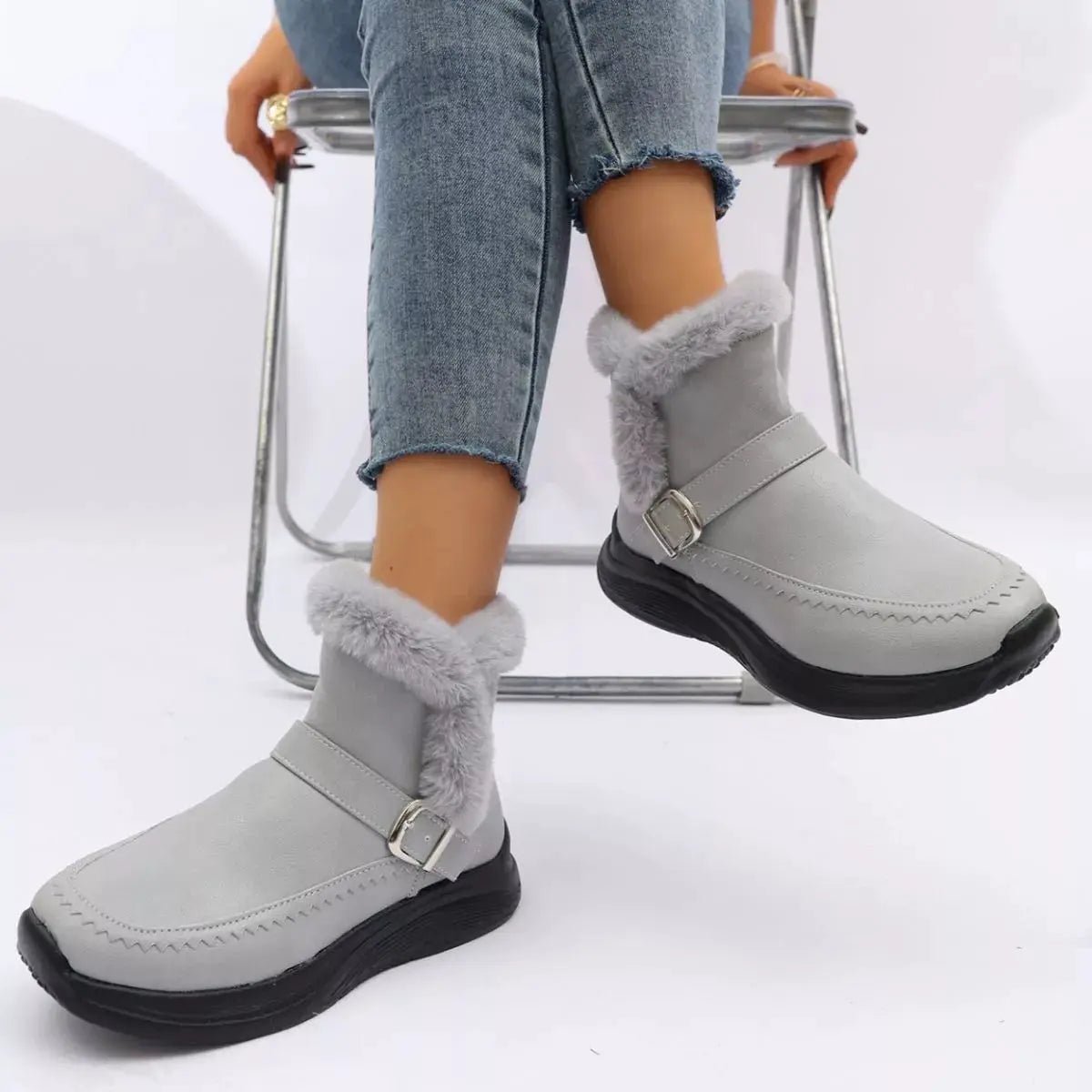 Faux Fur Lined Winter Ankle Boots - Bitsy Gypsy Boutique