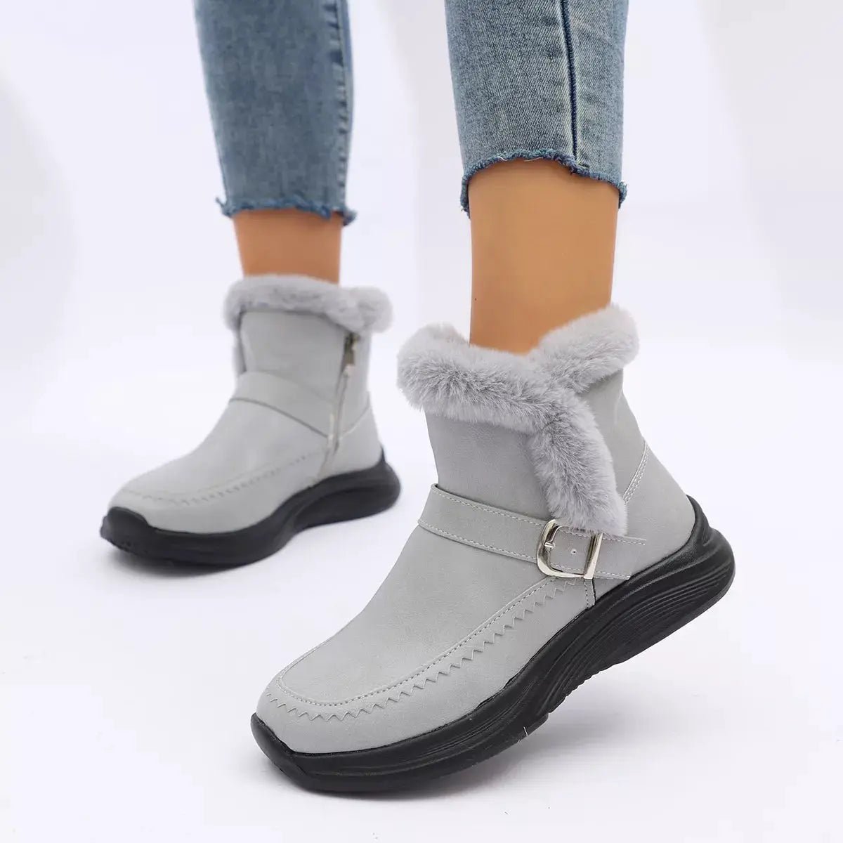 Faux Fur Lined Winter Ankle Boots - Bitsy Gypsy Boutique