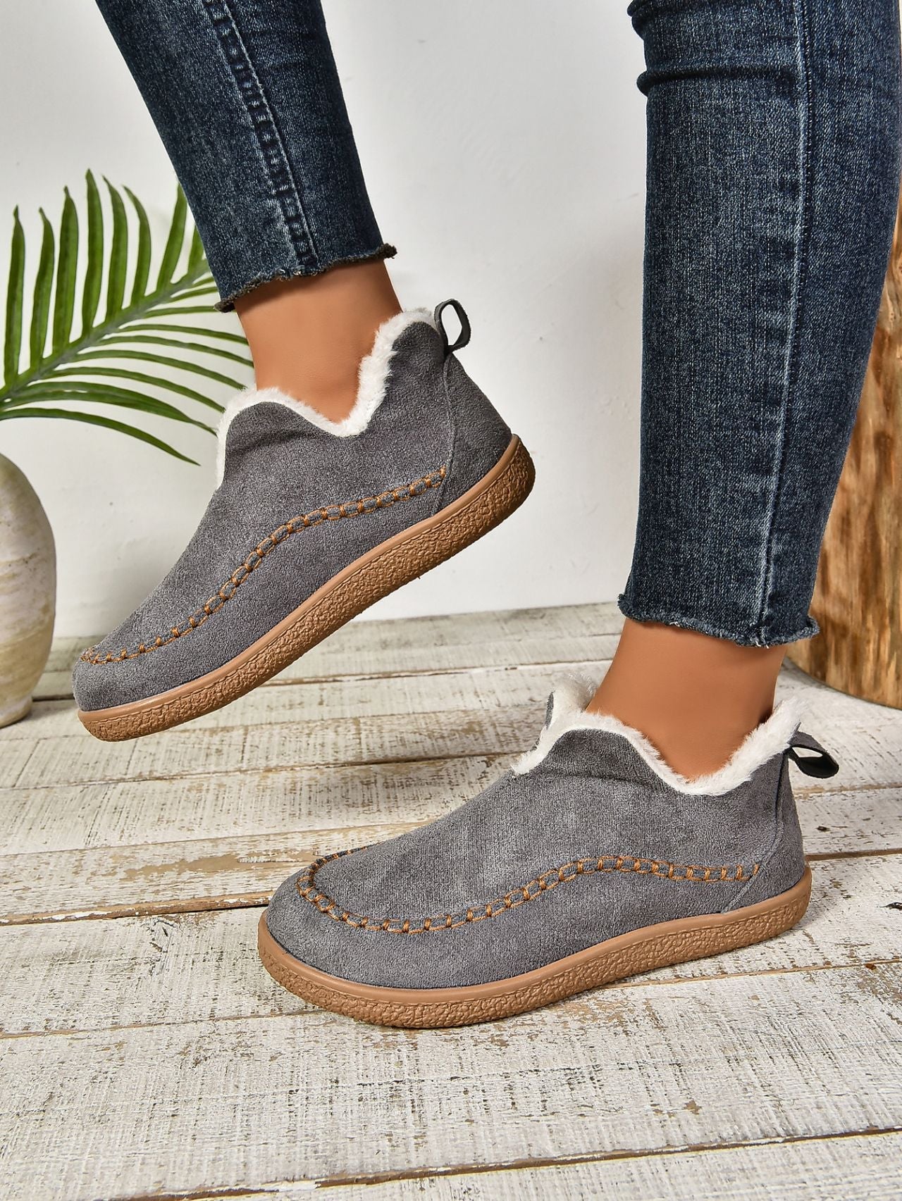 Faux Fur Round Toe Flat Sneakers - Bitsy Gypsy Boutique