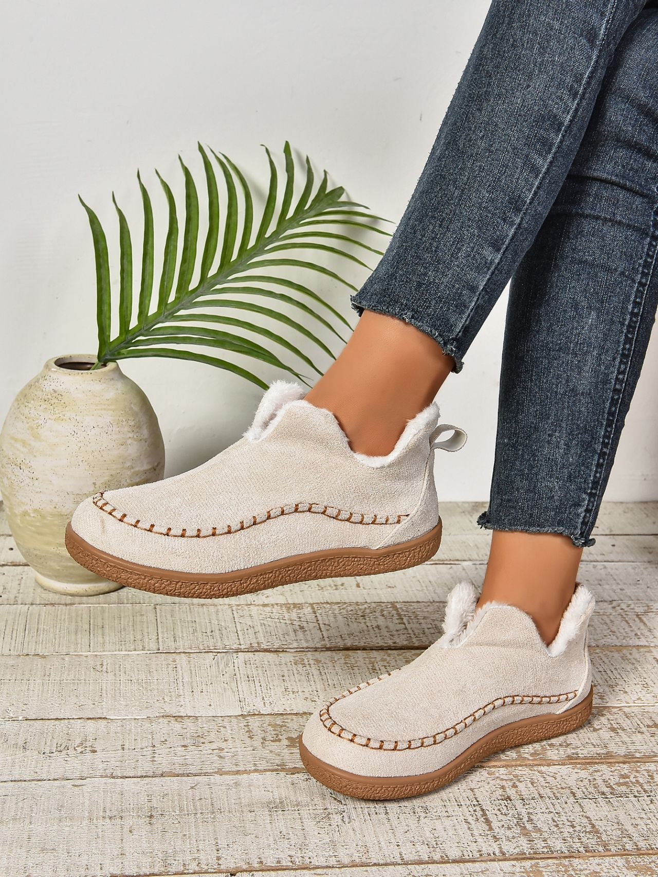 Faux Fur Round Toe Flat Sneakers - Bitsy Gypsy Boutique