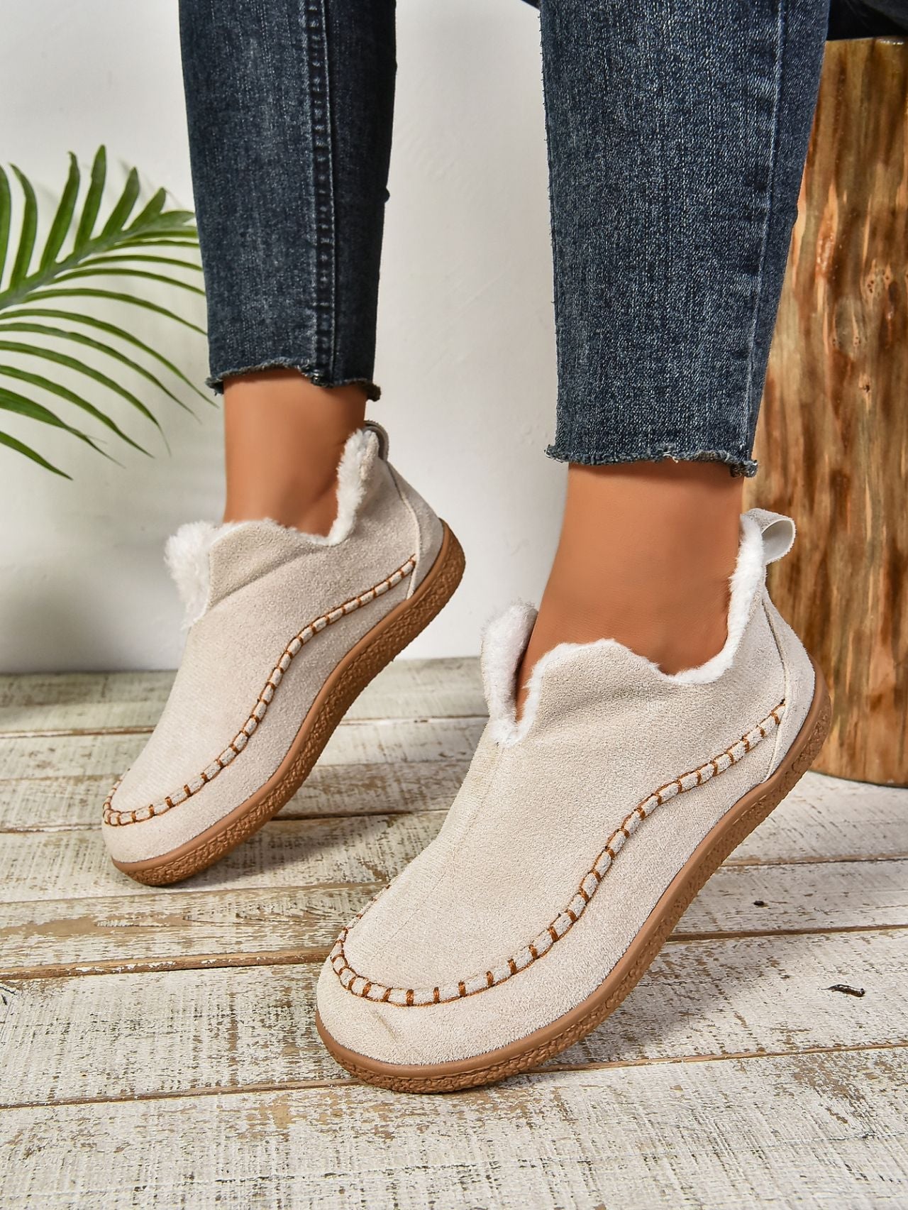 Faux Fur Round Toe Flat Sneakers - Bitsy Gypsy Boutique