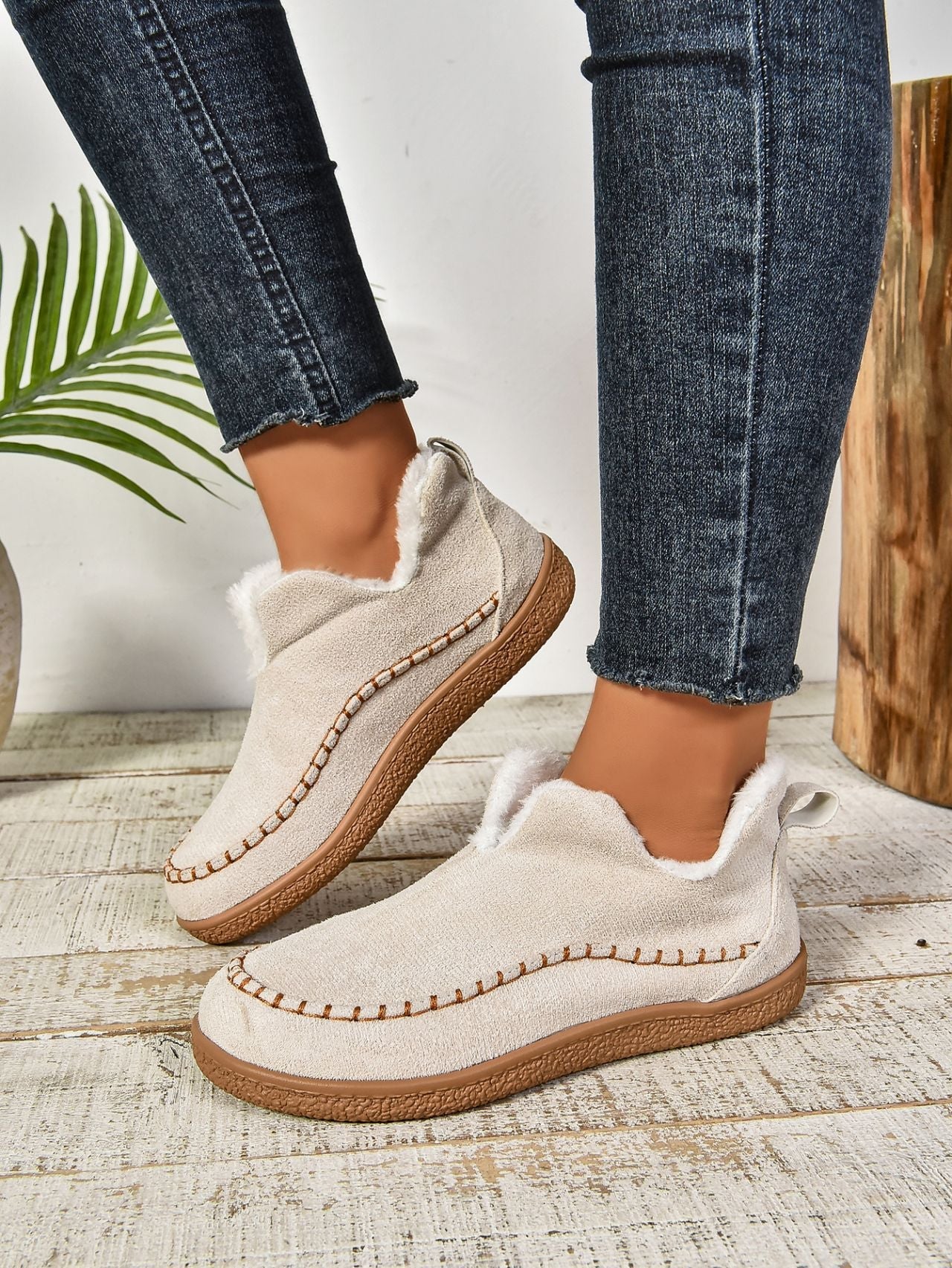 Faux Fur Round Toe Flat Sneakers - Bitsy Gypsy Boutique