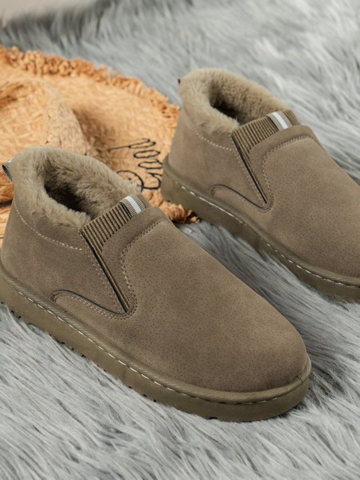 Faux Fur Suede Round Toe Booties - Bitsy Gypsy Boutique