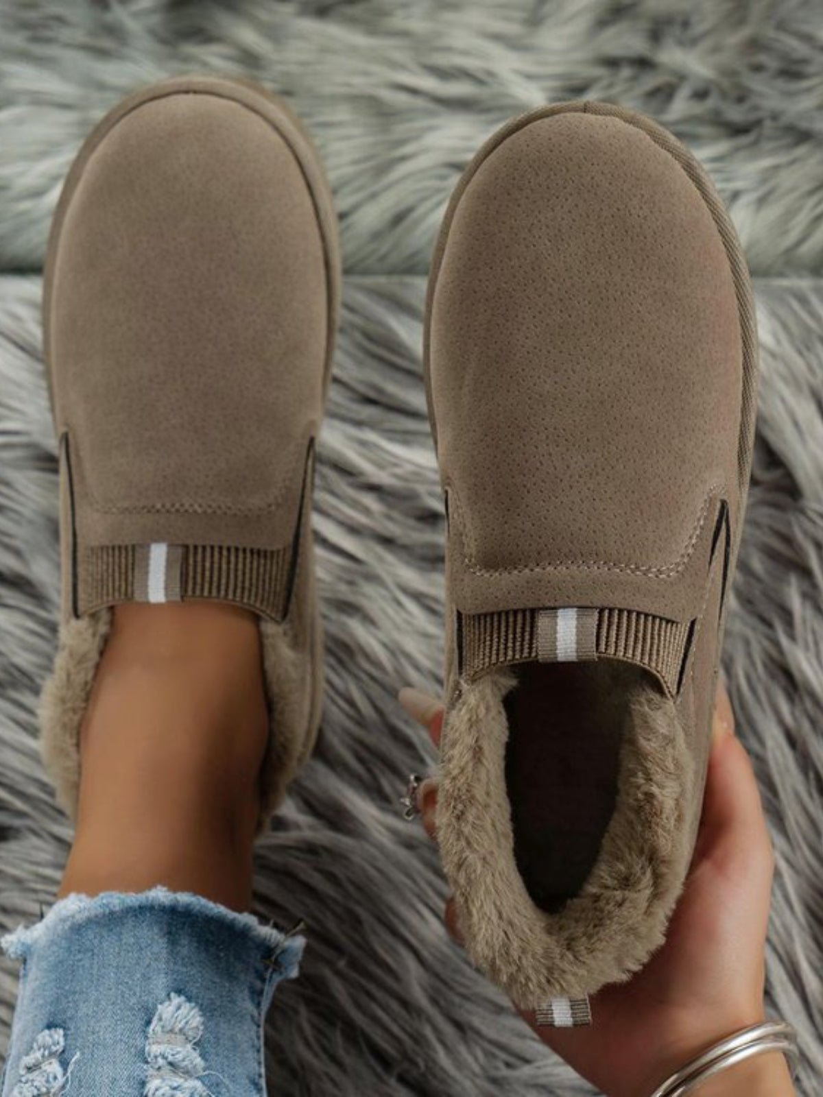 Faux Fur Suede Round Toe Booties - Bitsy Gypsy Boutique