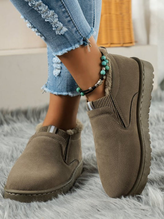 Faux Fur Suede Round Toe Booties - Bitsy Gypsy Boutique