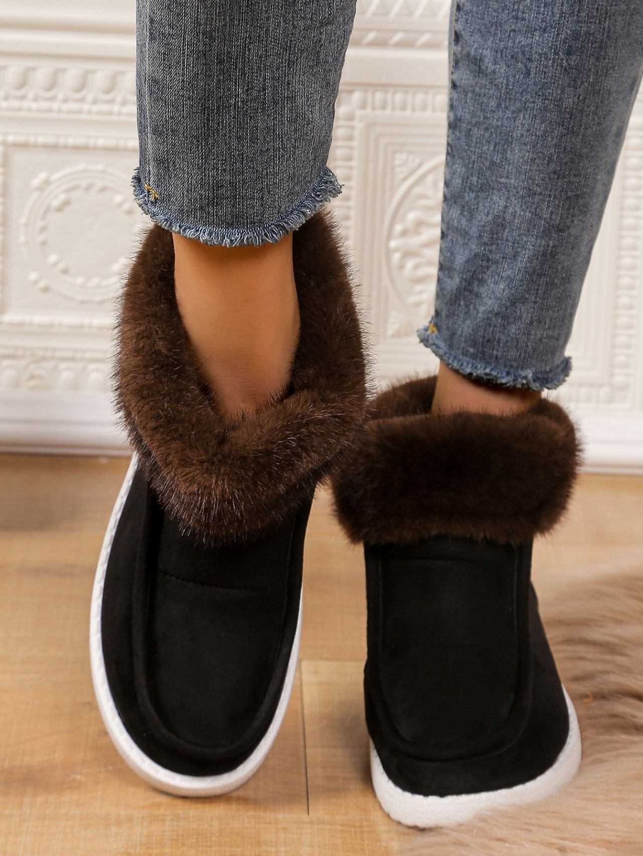 Faux Fur Suede Round Toe Sneakers - Bitsy Gypsy Boutique