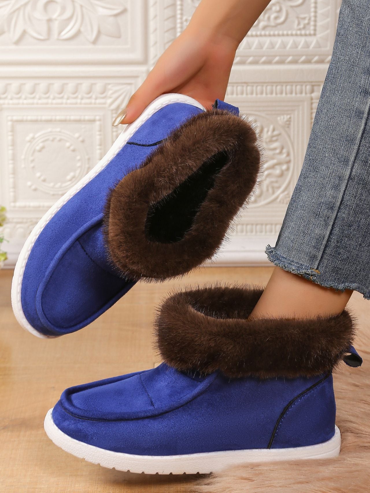 Faux Fur Suede Round Toe Sneakers - Bitsy Gypsy Boutique