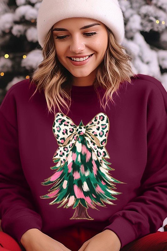 Faux Glitter Colorful Christmas Tree Sweatshirts - Bitsy Gypsy Boutique