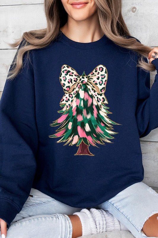 Faux Glitter Colorful Christmas Tree Sweatshirts - Bitsy Gypsy Boutique