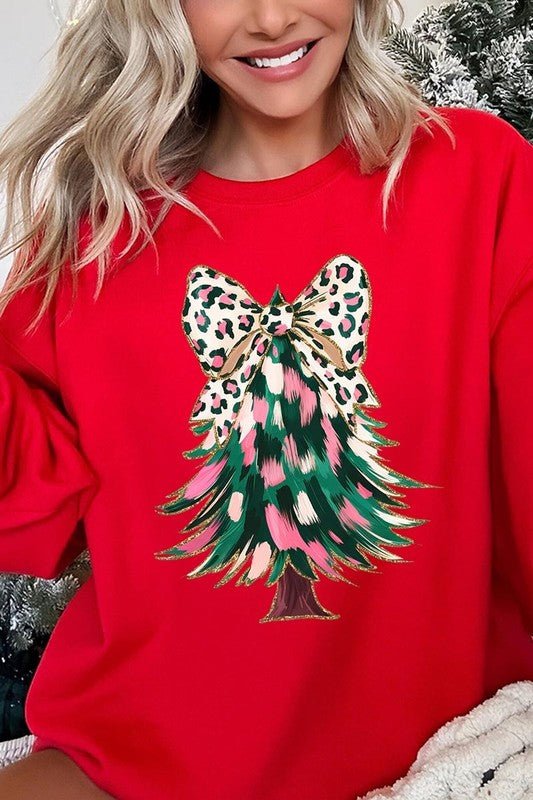 Faux Glitter Colorful Christmas Tree Sweatshirts - Bitsy Gypsy Boutique