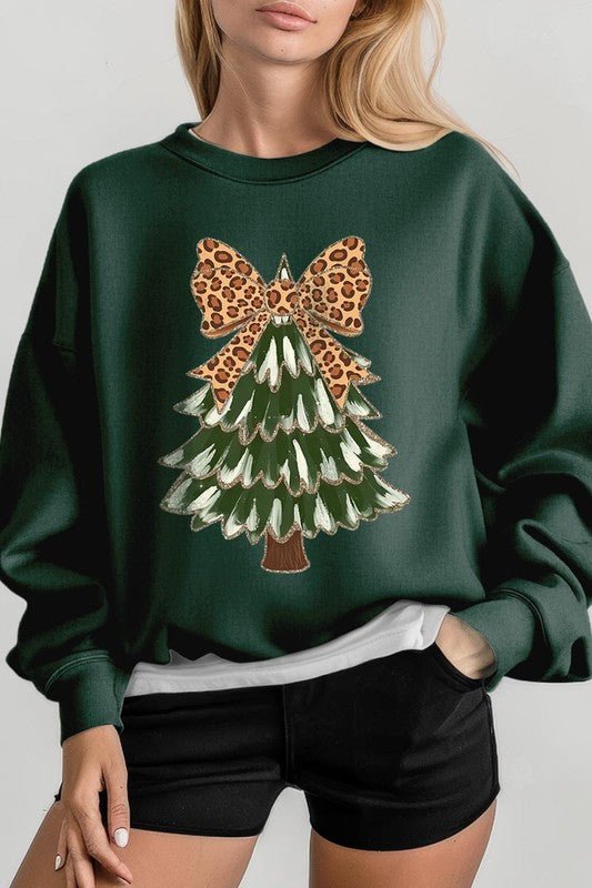 Faux Glitter Colorful Christmas Tree Sweatshirts - Bitsy Gypsy Boutique